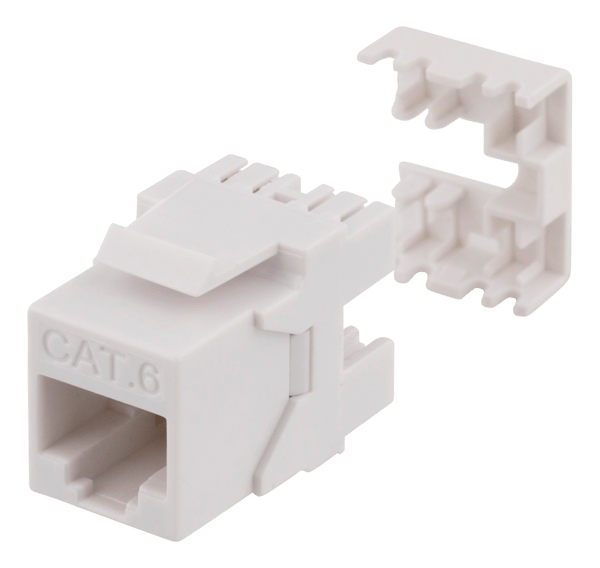 Cat6 Keystone jack, LSA/110 termination, plastic, 180, white