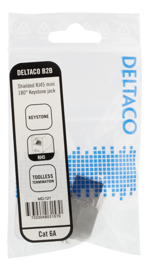Cat6A shielded Keystone jack, toolless clamp termination