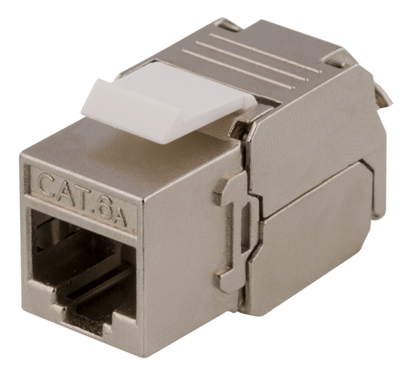 Cat6A shielded Keystone jack, toolless clamp termination