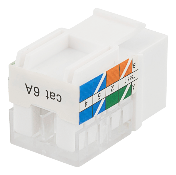 Cat6A Keystone jack, LSA/110 termination, plastic, 90, white