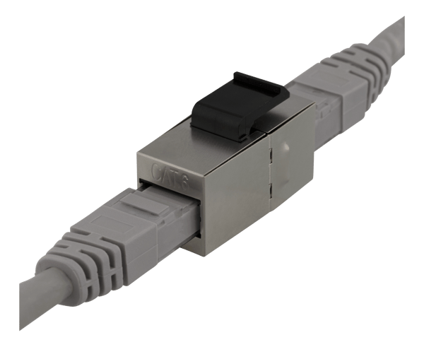 Cat6 Keystone coupler, shielded, 2xRJ45, plastic, 180, metal