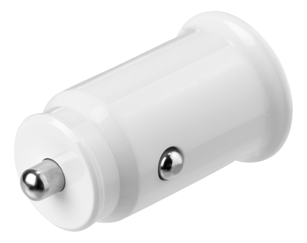 USB car charger, 2x USB-A, 2.4 A, total 12 W, white