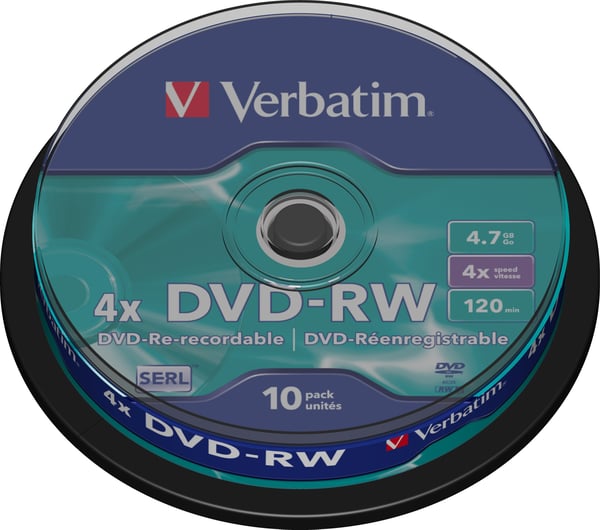 DVD-RW, 4x, 4.7 GB/120 min, 10-pack spindel, SERL DVD-RW, 4x, 4.7 GB/120 min, 10-pack spindel, SERL