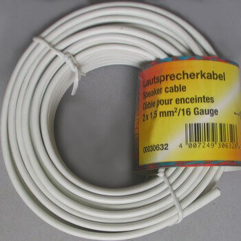 Högtalarkabel 2x1.5mm2 25p Bulk Vit 10m