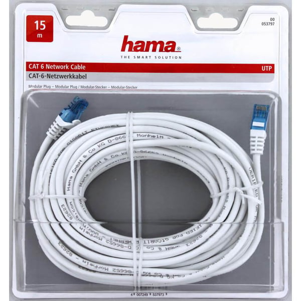 HAMA Nettverkskabel CAT6 UTP Hvit 15 m