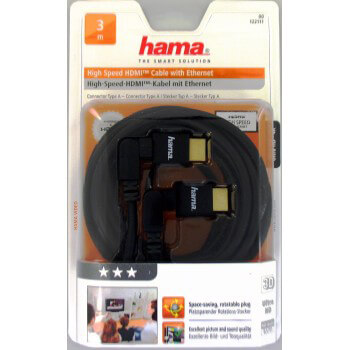 Johto HDMI Ethernet Kääntyvä 3m Kulta/Musta