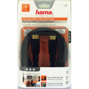 Kabel HDMI Ethernet Platt Svart 3m