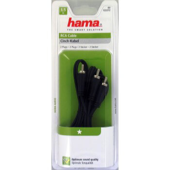audiokabel 2xRCA-2xRCA Svart 1.5m