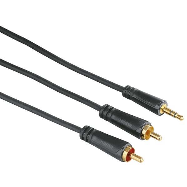Lydkabel 3,5 mm-2xRCA Guld Sort 1,5 m