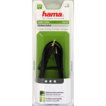 HAMA Lydkabel 3,5 mm-3,5 mm Guld Sort 1,5 m