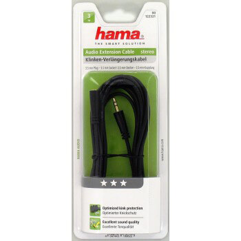 HAMA kabellyd 3,5 mm-3,5 mm forlengelse gull svart 3 meter