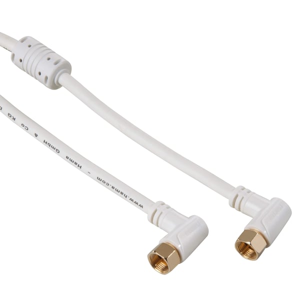 Kabel Antenn SAT 95dB Vinklet F-Plug - F-Plug Gull Hvit 1.5m