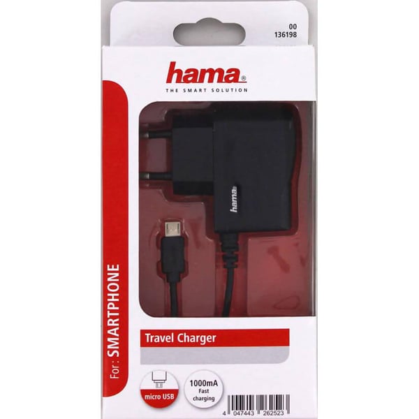 Laturi 220V MicroUSB 1,0A Musta