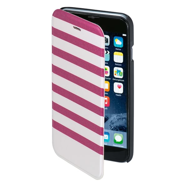 Plånboksväska DesignLine iPhone6/6S Stripe Rosa/Vit