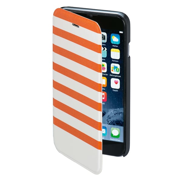 Plånboksväska DesignLine iPhone6/6S Stripe Orange/Vit