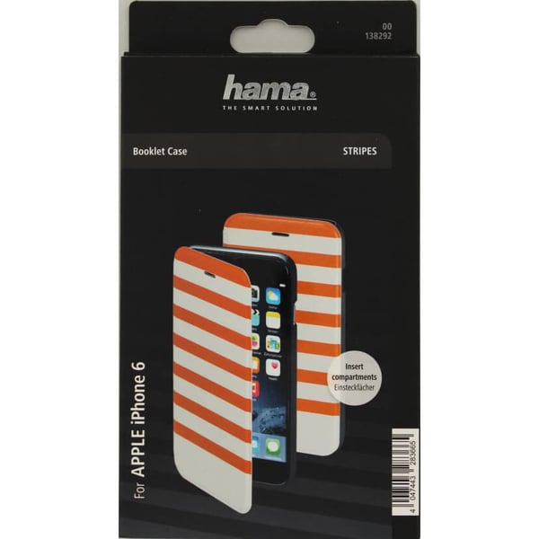 Plånboksväska DesignLine iPhone6/6S Stripe Orange/Vit