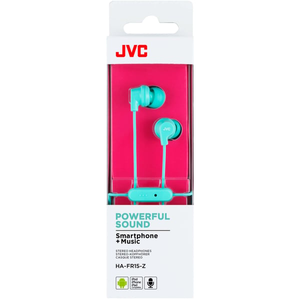 JVC Headphone FR15 In-Ear Remote Mic Mint Blue