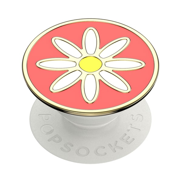 Enamel Quaint Daisy Coral Avtagbart Grip med stativfunksjon Premium