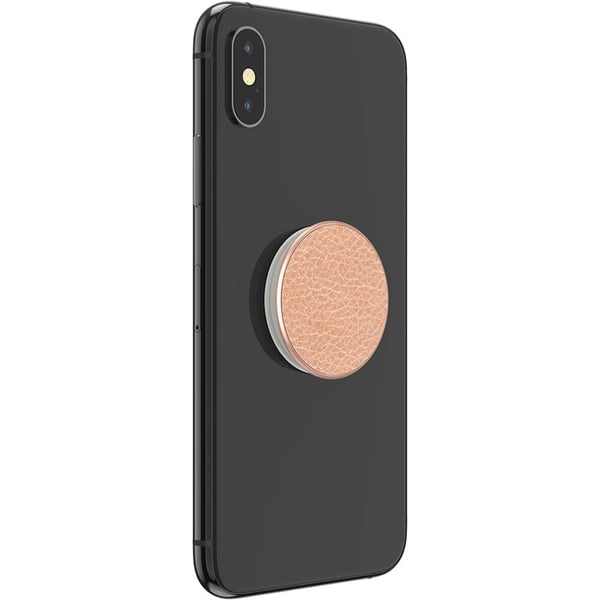 Pebbled Vegan Leather Rose Gold Avtagbart Grip med stativfunksjon Premium