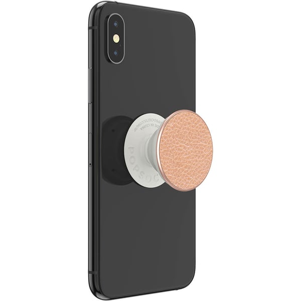 Pebbled Vegan Leather Rose Gold Avtagbart Grip med stativfunksjon Premium