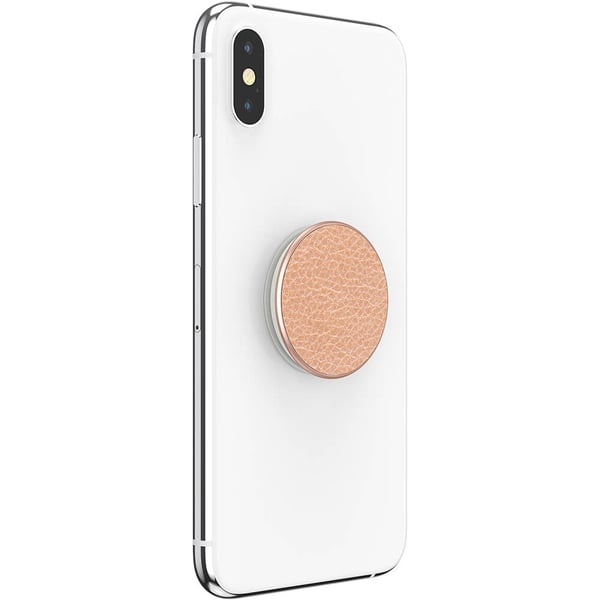 Pebbled Vegan Leather Rose Gold Avtagbart Grip med stativfunksjon Premium