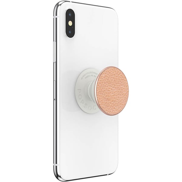 Pebbled Vegan Leather Rose Gold Avtagbart Grip med stativfunksjon Premium
