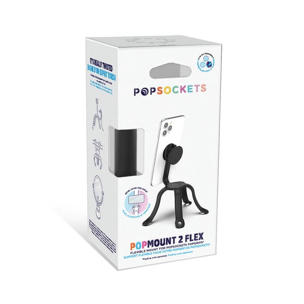 PopMount 2 Flex Svart Universal holder for Stolpe/Bord/Bil mm