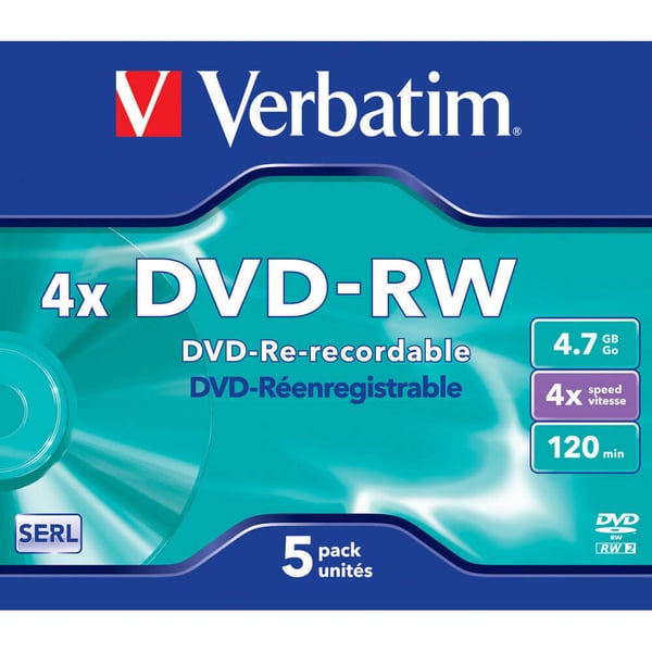 VERBATIM DVD-RW 4,7GB 4x 5-pk