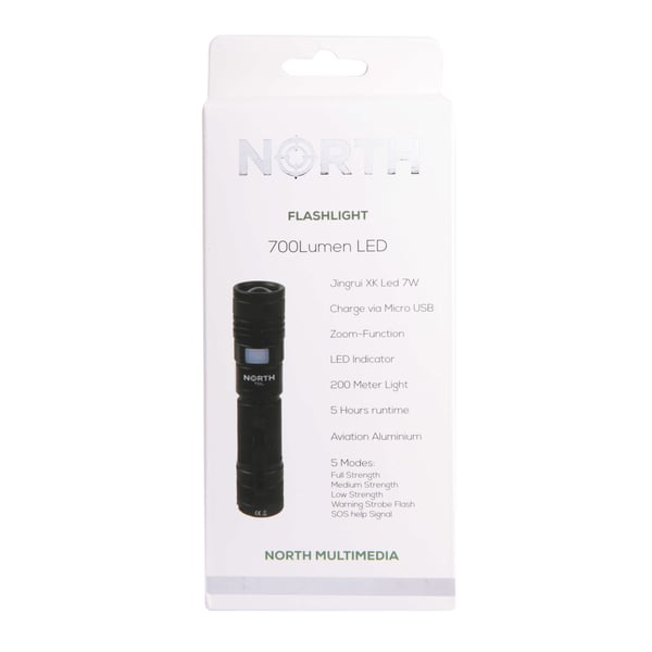 Taskulamppu 700 Lumen Zoom Musta Aviation Aluminium 7W