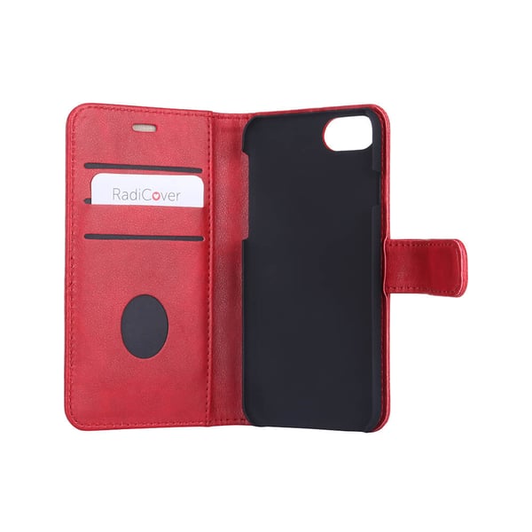 Strålingsbeskyttelse Mobiletui PU iPhone 6/7/8/SE Flipcover Rød