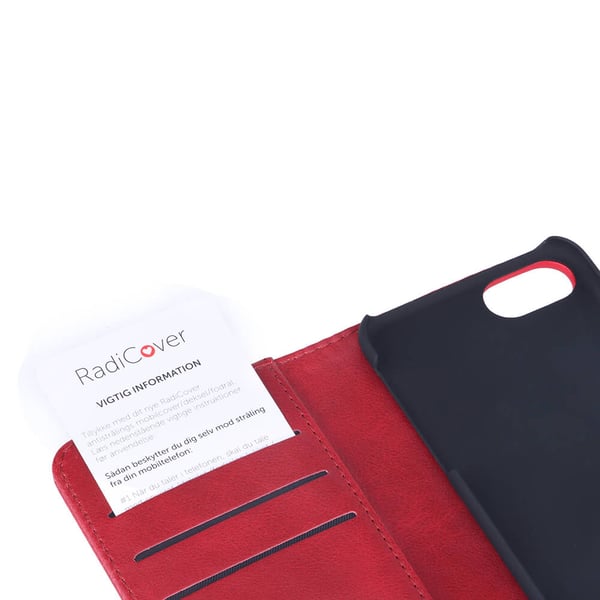 Strålingsbeskyttelse Mobiletui PU iPhone 6/7/8/SE Flipcover Rød