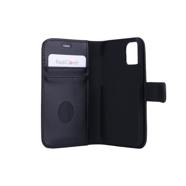 Strålingsbeskyttende Wallet Læder iPhone 12 Mini 2in1 Exclusive RFID Sort