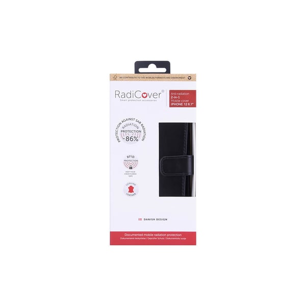 Lommebokveske iPhone 12 / 12 Pro Strålingsbeskyttelse 2in1 RFID Svart