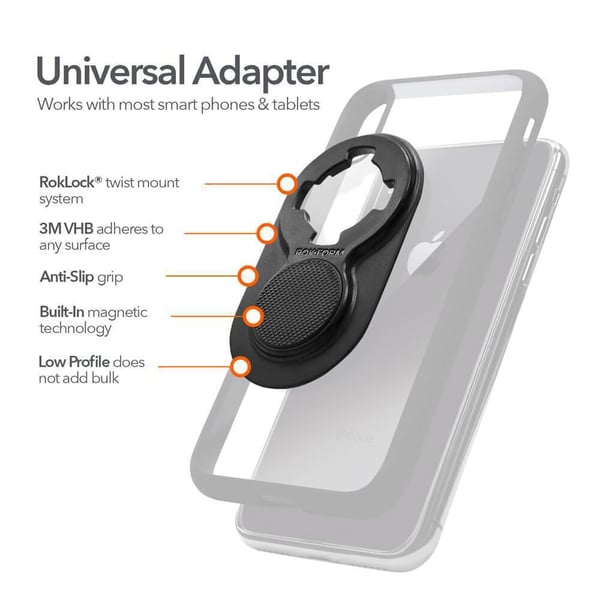 Universal Adapteri Musta 3M Teippikiinnitys Sopii puhelimille ja tableteill