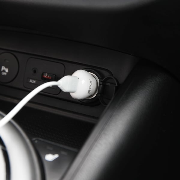 Lader 12-24V 1xUSB 1A Hvit MicroUSB Kabel Rund 1m