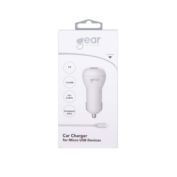 Lader 12-24V 1xUSB 1A Hvit MicroUSB Kabel Rund 1m