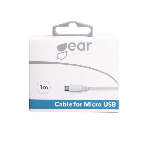 Rundt ladekabel MicroUSB til USB-A 1m Hvid