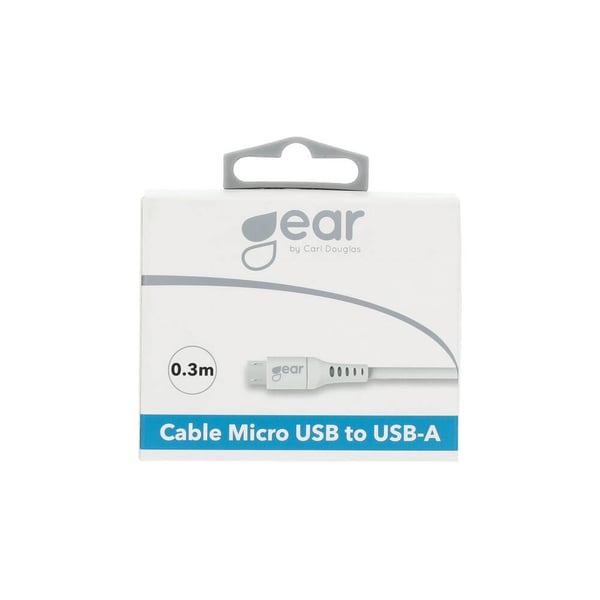 Rund ladekabel MicroUSB til USB-A 0,3m Hvit