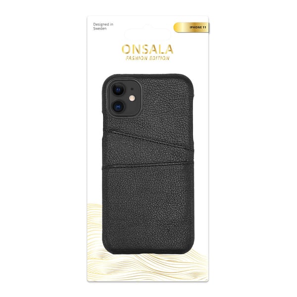 COLLECTION Mobil Cover Læder Sort iPhone 11 med Kortrum