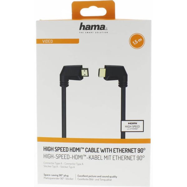 Kabel HDMI Ethernet Vinklad Guld Svart 1.5m