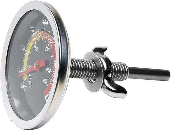 Analogt grilltermometer for grill & stekeovn i rustfritt stål