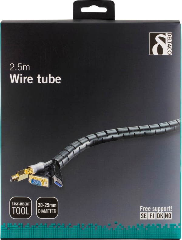 Nylon wire tube, 25mm diameter tool included, 2.5m, black