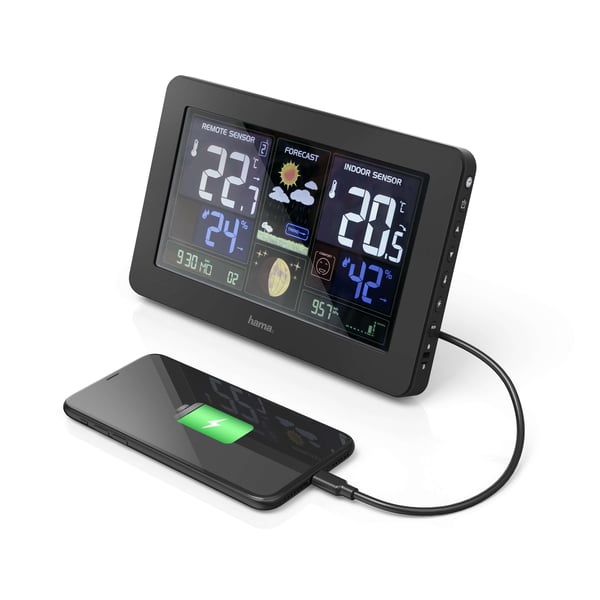 Vejrstation Premium Inkl. USB-ladning Sort