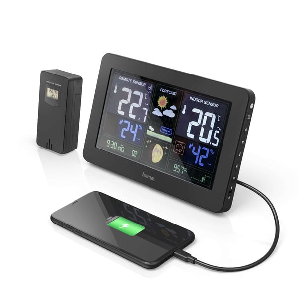 Vejrstation Premium Inkl. USB-ladning Sort