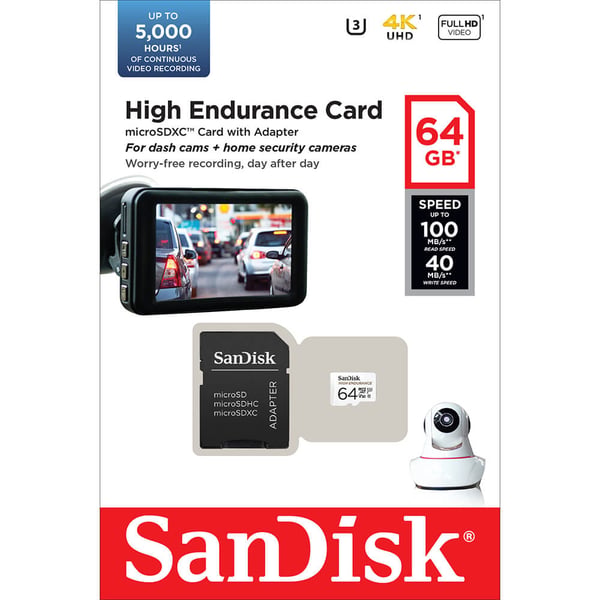 Minnekort MicroSDXC 64GB High Endurance med adap