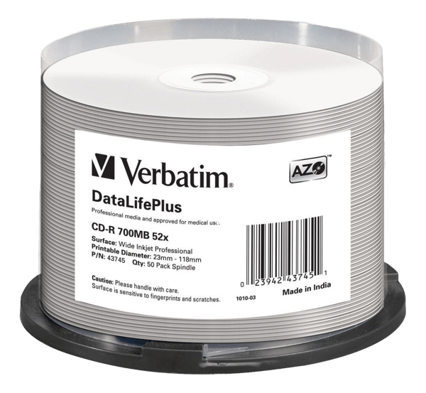CD-R AZO 700mb 52x dl+ white wide printable surface non-id
