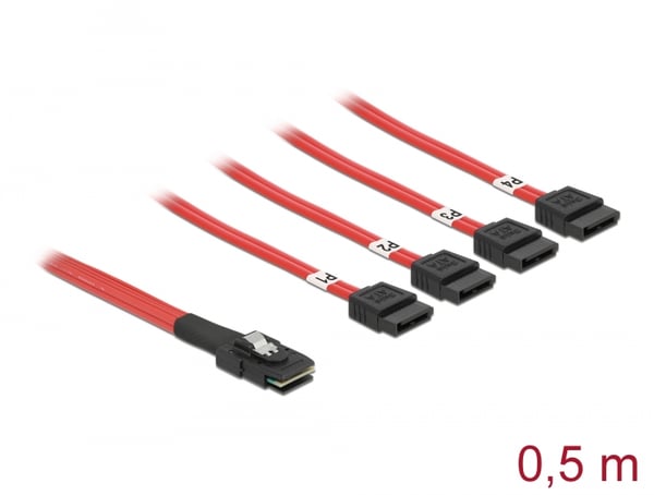 Multilane SAS-cable SFF8087 till 4xSATA 7-pin, 50 cm