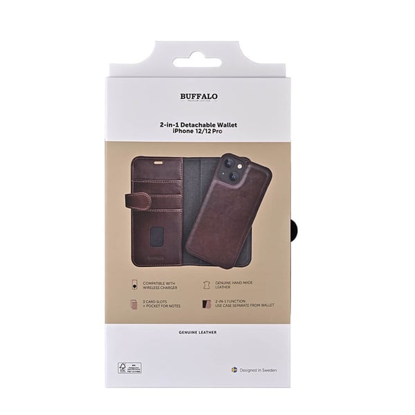 Wallet Læder iPhone 12/12 Pro Brun