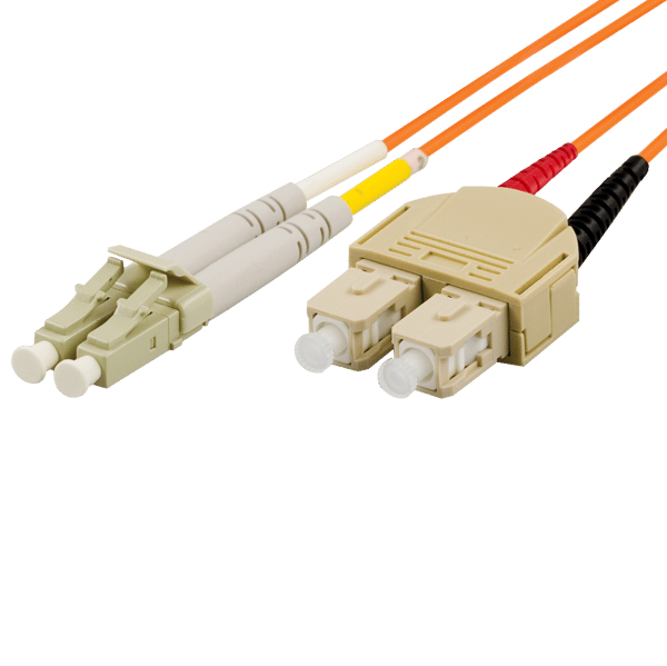 OM1 Fiber cable, LC - SC, duplex, UPC, 62,5/125, 5m, orange