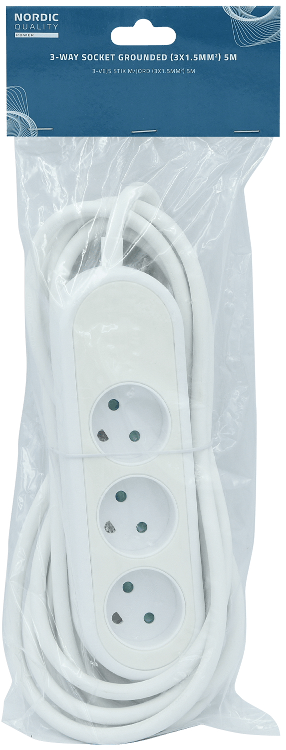3-way socket grounded (D), 5m